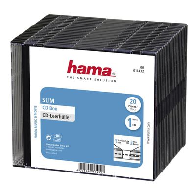 Hama Slim CD Box, Pack of 20, Black, Value Pack