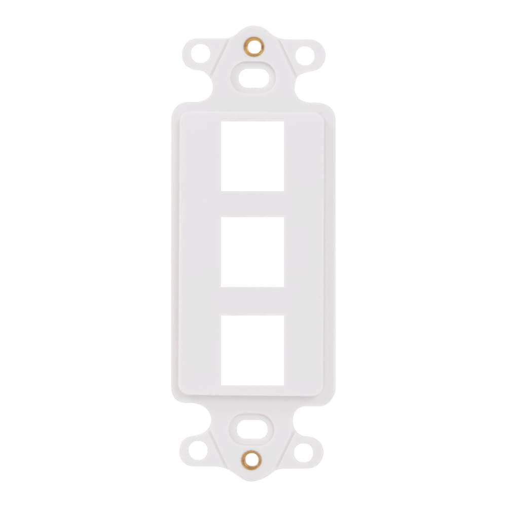 ICC Decorator Insert for Keystone Jacks, 3-Port Wall Plate Module, Decora Style  White