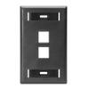Leviton QuickPort Wallplate with ID Window, Single Gang, 2-Port, 42080-2ES, Black view 1