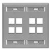 Leviton 8-Port Dual Gang QuickPort Wallplate with ID Windows, 42080-8GP, Grey view 1
