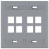 Leviton 8-Port Dual Gang QuickPort Wallplate with ID Windows, 42080-8GP, Grey view 3