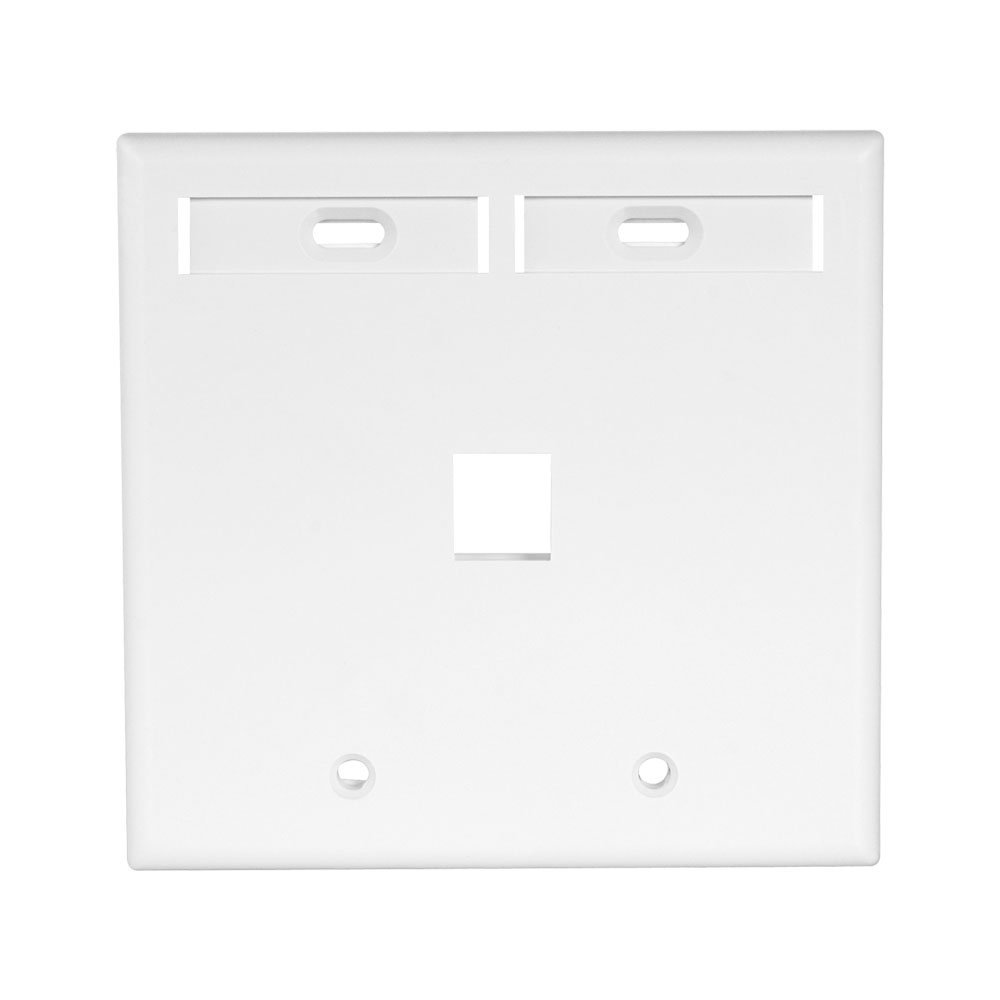 Leviton 1-Port Dual Gang QuickPort Wallplate with ID Windows, 42080-1WP, White