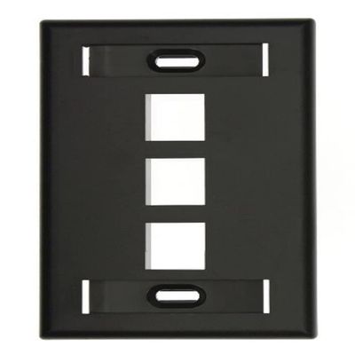 Leviton 42080-3ES Quickport Wallplate with Id Window, Single Gang, 3-Port, Black