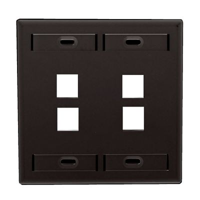 Leviton 4-Port Dual Gang QuickPort Wallplate with ID Windows, 42080-4EP, Black