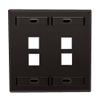Leviton 4-Port Dual Gang QuickPort Wallplate with ID Windows, 42080-4EP, Black view 1