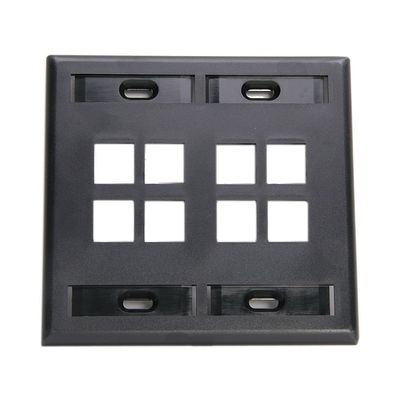 Leviton 8-Port Dual Gang QuickPort Wallplate with ID Windows, 42080-8EP, Black