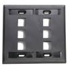Leviton 6-Port Dual Gang QuickPort Wallplate with ID Windows, 42080-6EP, Black view 1