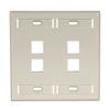 Leviton 4-Port Dual Gang QuickPort Wallplate with ID Windows, 42080-4IP, Ivory view 1