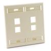 Leviton 4-Port Dual Gang QuickPort Wallplate with ID Windows, 42080-4IP, Ivory view 2