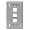 Leviton QuickPort Wallplate with ID Window, Single Gang, 3-Port, 42080-3GS, Grey view 1