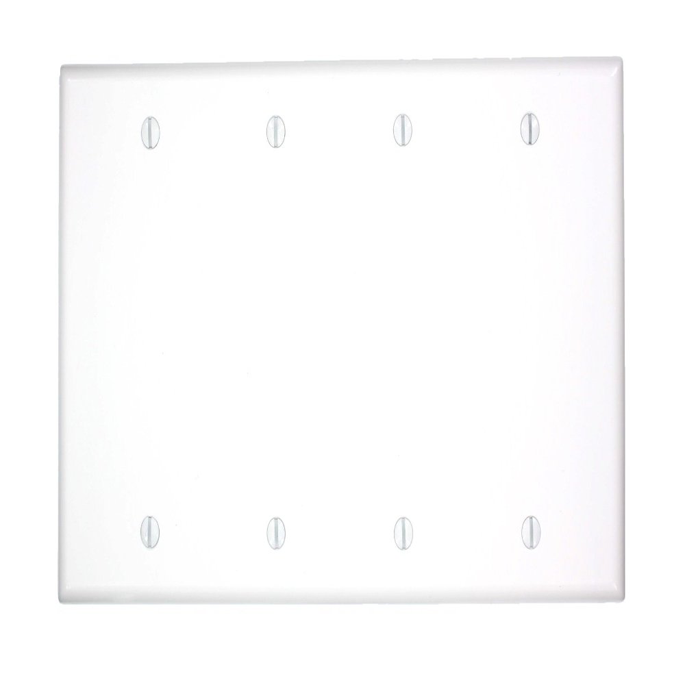 Leviton 4-Gang No Device Blank Wallplate, Standard Size, Thermoset, Box Mount, 88064, White