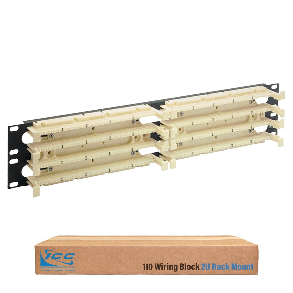 ICC Rack Mount 110 Wiring Block, 200-Pair, Rack-Mount Panel for Voice and Data, 2 RMS, UL 1863, TAA & Section 889 Compliant