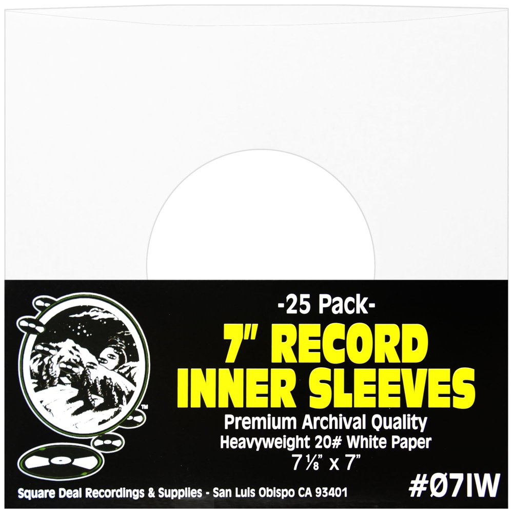(25) Archival Quality Acid-Free Heavyweight Paper Inner Sleeves for 7 Inch Vinyl Records #07IW