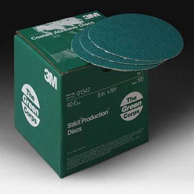 3M Green Corps Stikit Production Fre-Cut Discs 246U, 251U 255U 6" 40E Green Corps Stikit 251U Disc