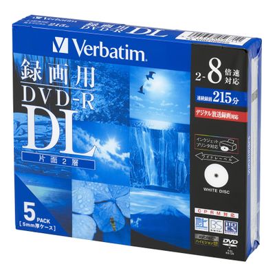 Mitsubishi Chemical Media Verbatim DVD-R DL Dual Layer Single Recording 215 Minutes 2-8X Wide Print White Label VHR21HDSP Series