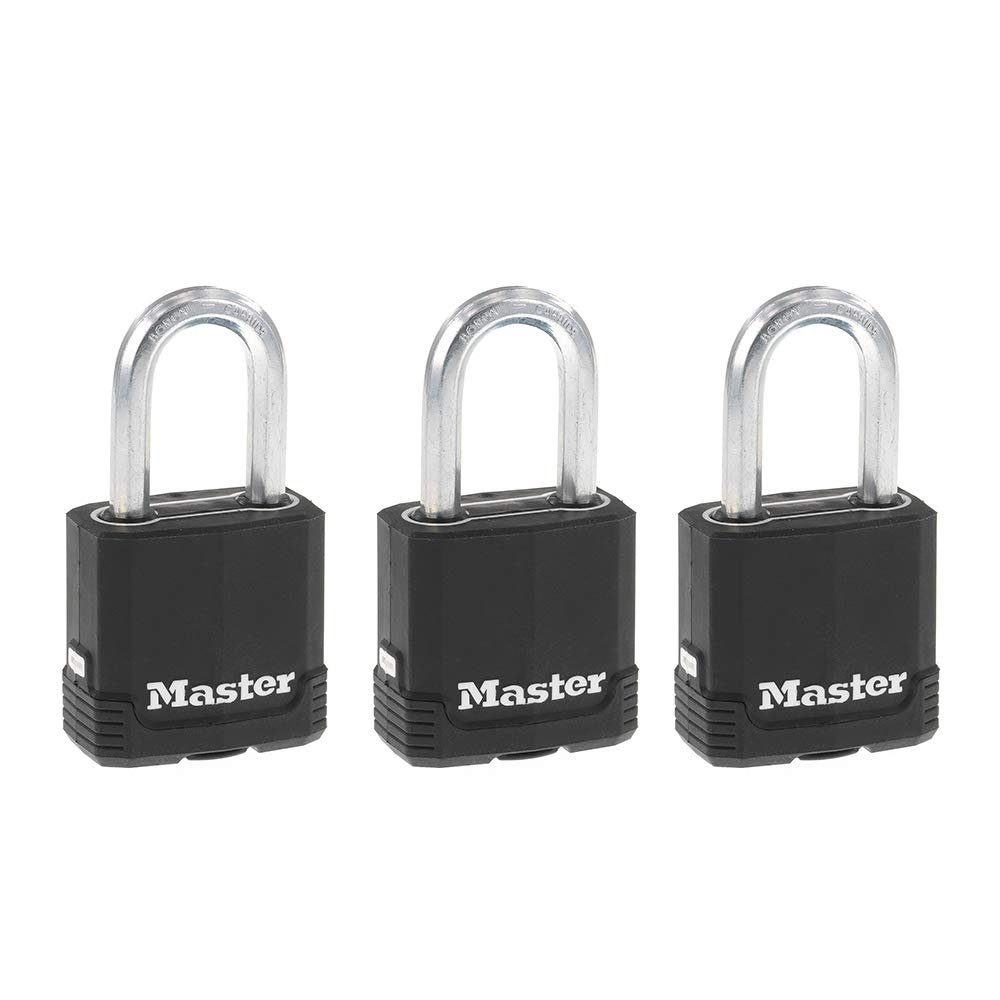 Master Lock Magnum Outdoor Padlock Heavy Duty Keyed Lock, 3-Pack M115XTRILF