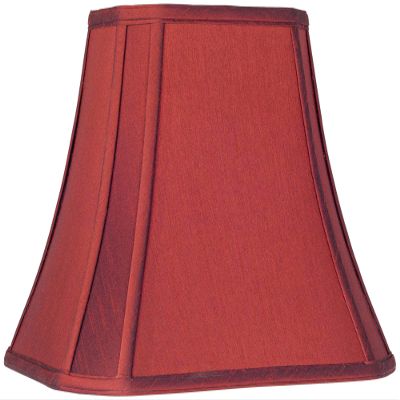 Crimson Red Cut-Corner Large Lamp Shade 8" Wide and 6" Deep at Top x 14" Wide and 11" Deep at Bottom x 11" High (Spider) Replacement with Harp and Finial - Springcrest
