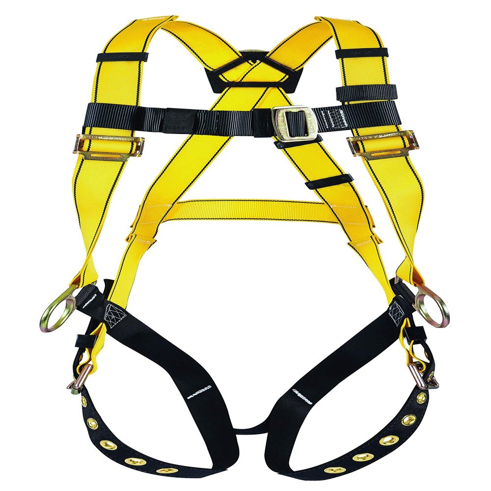 MSA 10072491 Workman Harness with Back/Hip D-Rings, Tongue Buckle Leg Straps and Qwik-Fit Chest Strap, Standard