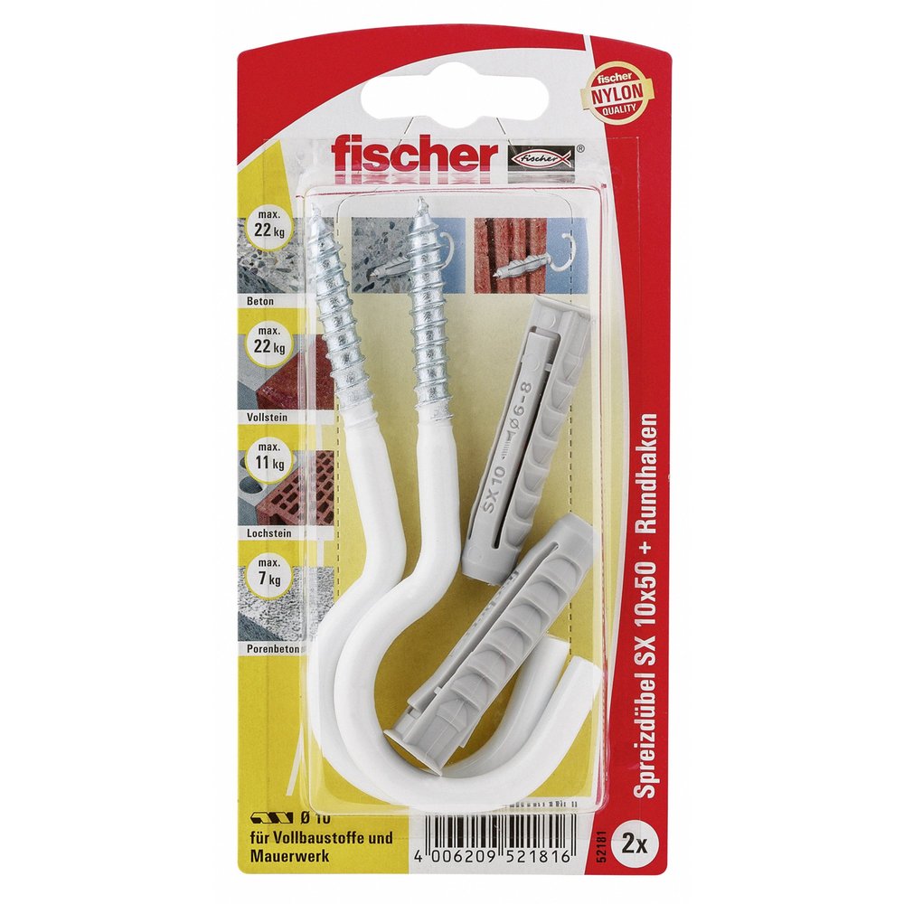 Fischer 52181 10 X 50 Mm Sx Hn K Expansion Plug - Multi-Colour (2-Piece)
