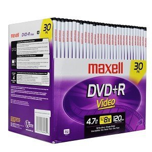 Maxell 8X 4.7GB 120-Minute DVD+R Media 30-Pack w/DVD Cases