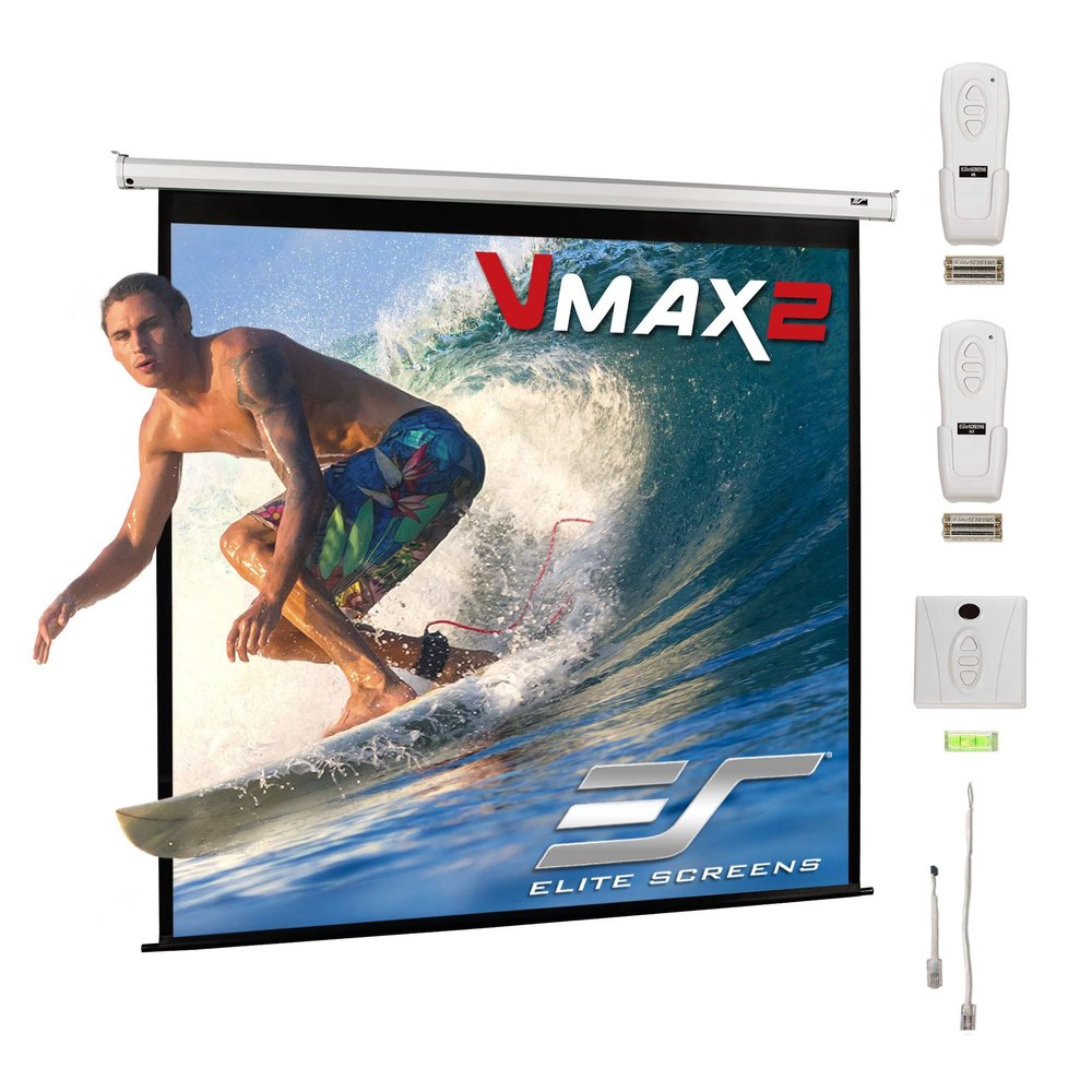 Elite Screens VMAX 2, 170 Inch Motorized Projector Screen 1:1, Electric Wall Ceiling Mount, MaxWhite 1.1 Gain, IR RF Remote, 12V Trigger, 4K HDR, VMAX170XWS2