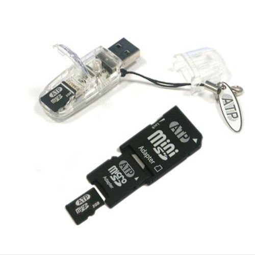 ATP AF2GUD-TRIOPL 2GB microSD with miniSD/SD Adapters and Reader -Retail (Black)