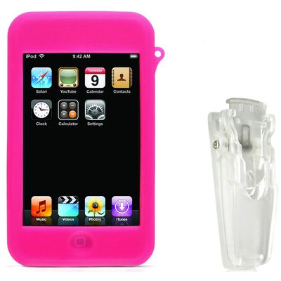 CTA Digital Silicone Skin Case with Clip for iPod touch 1G (Pink)
