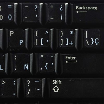 4Keyboard Spanish (Traditional) Keyboard Stickers with White Lettering ON Transparent Background