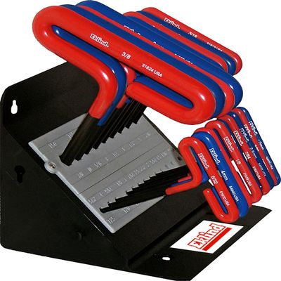 EKLIND 50618 Cushion Grip Hex allen wrench T-Handle Key Combo- 6in Inch/MM (2 sets 18pc) w/ stand