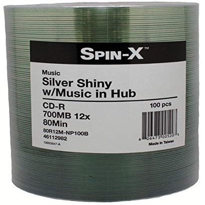 Spin-X 100 12X Digital Audio Music CD-R 80min 700MB Shiny Silver