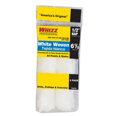 WHIZZ 44318 6-1/2" White flex Woven 1/2" Nap Mini roller 2Pk
