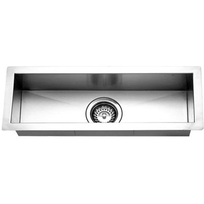 Houzer Contempo Trough Stainless Steel Kitchen Bar Sink: 23 Inch Undermount with Strainer & Grid, Durable & Versatile, Essential for Home and Apartment: CTB-2385
