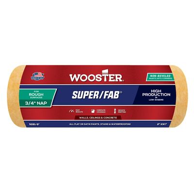 Wooster Brush R281-9 Non-Beveled Super/Fab Roller Cover, 3/4-Inch Nap, 9-Inch