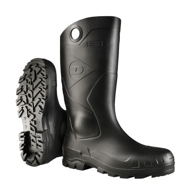 DUNLOP Chesapeake Rubber Boots Plain Toe for Men & Women PVC - Waterproof - Lightweight Garden, Fishing & Rain Boots with Wide Calf Black Size 324