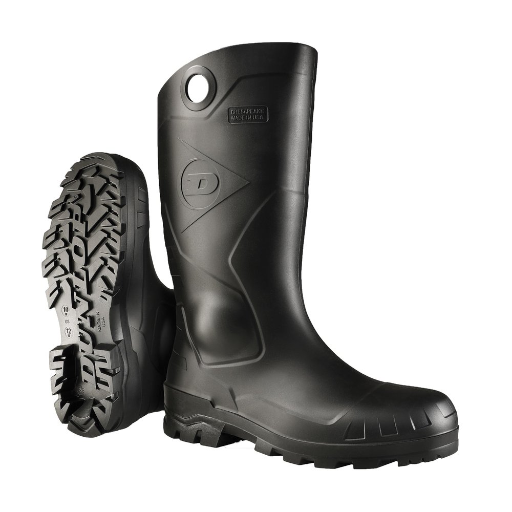 DUNLOP Chesapeake Rubber Boots Plain Toe for Men & Women PVC - Waterproof - Lightweight Garden, Fishing & Rain Boots with Wide Calf Black Size 324