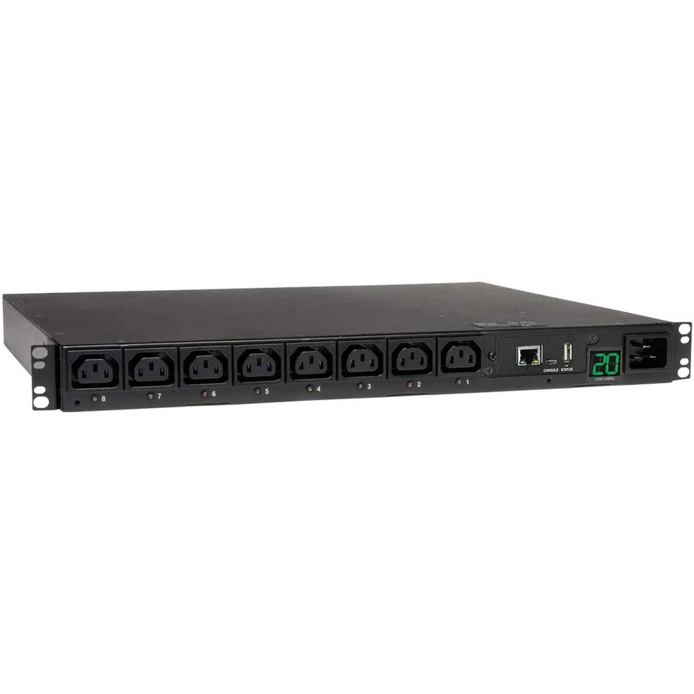 Tripp Lite Switched PDU, 8 Outlets (8 C13), C20/L6-20P Input, 8 ft. Cord, 3.3-3.8kW, 1U Rack-Mount Single-Phase PDU (PDUMH20HVNET)