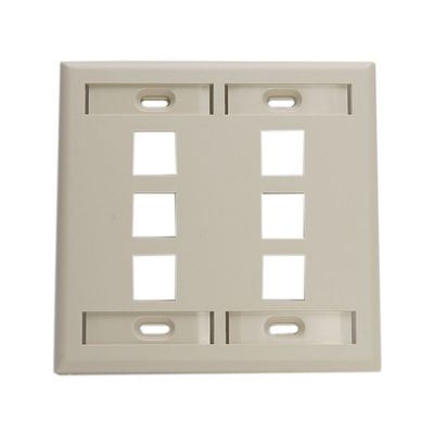 Leviton 6-Port Dual Gang QuickPort Wallplate with ID Windows, 42080-6IP, Ivory