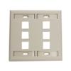 Leviton 6-Port Dual Gang QuickPort Wallplate with ID Windows, 42080-6IP, Ivory view 1
