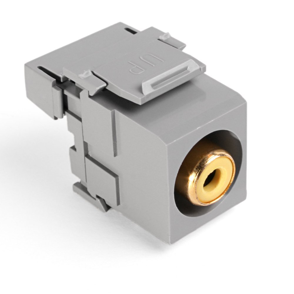 Leviton 40735-RYG QuickPort RCA 110-Type, Yellow Barrel, Grey