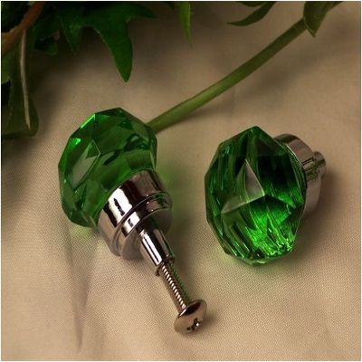 IWDSC SMALL Green Solid Crystal Glass Drawer/Door Pull
