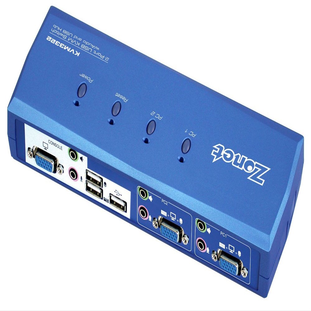 2PORT Desktop USB to KVM Switch with Audio+USB Port 2SETS of Cables