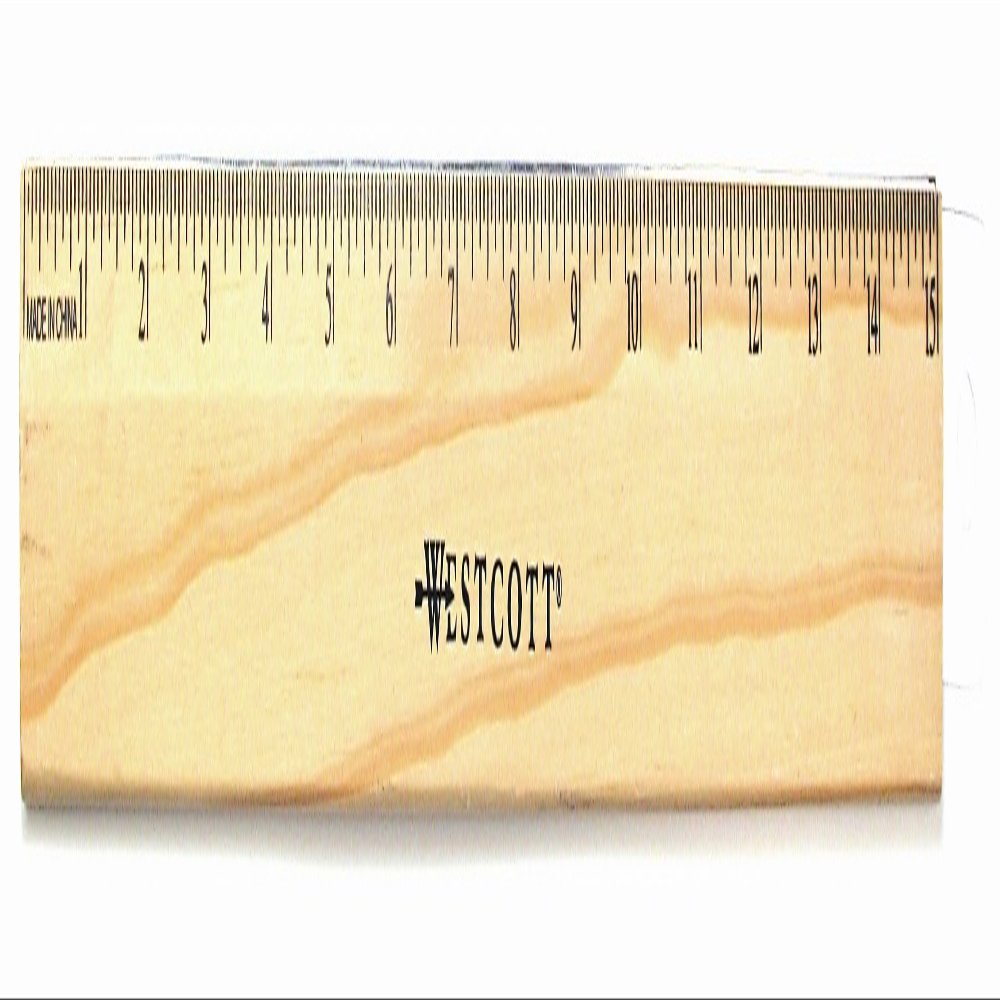 Westcott Ruler with Single Metal Edge -, 15", Wood with Single Metal Edge