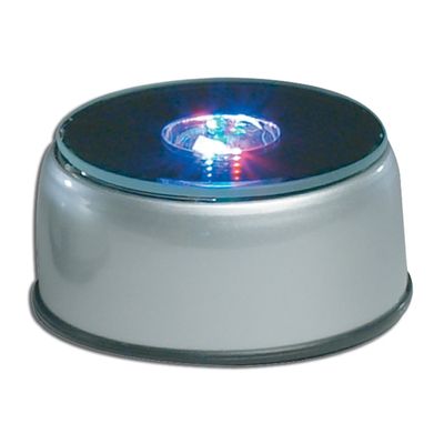 Laser Krystal International Etched Crystal Cube Light-Up LED Base with Adaptor, 4", Silver