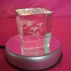 Laser Krystal International Etched Crystal Cube Light-Up LED Base with Adaptor, 4", Silver view 2