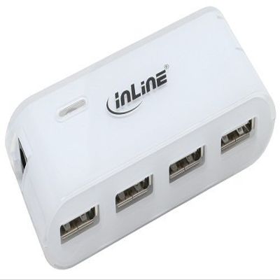 InLine Mini USB 2.0 4-Port Hub - mit Netzteil - wei