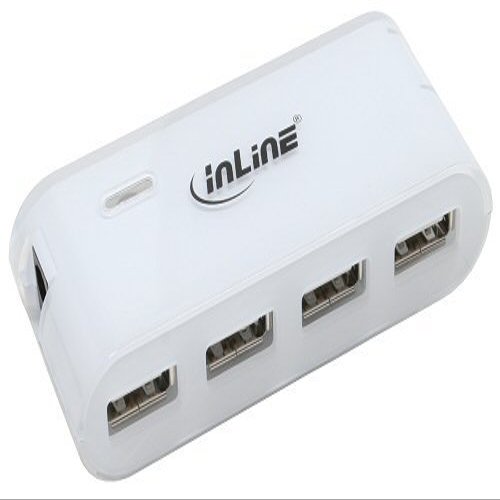 InLine Mini USB 2.0 4-Port Hub - mit Netzteil - wei
