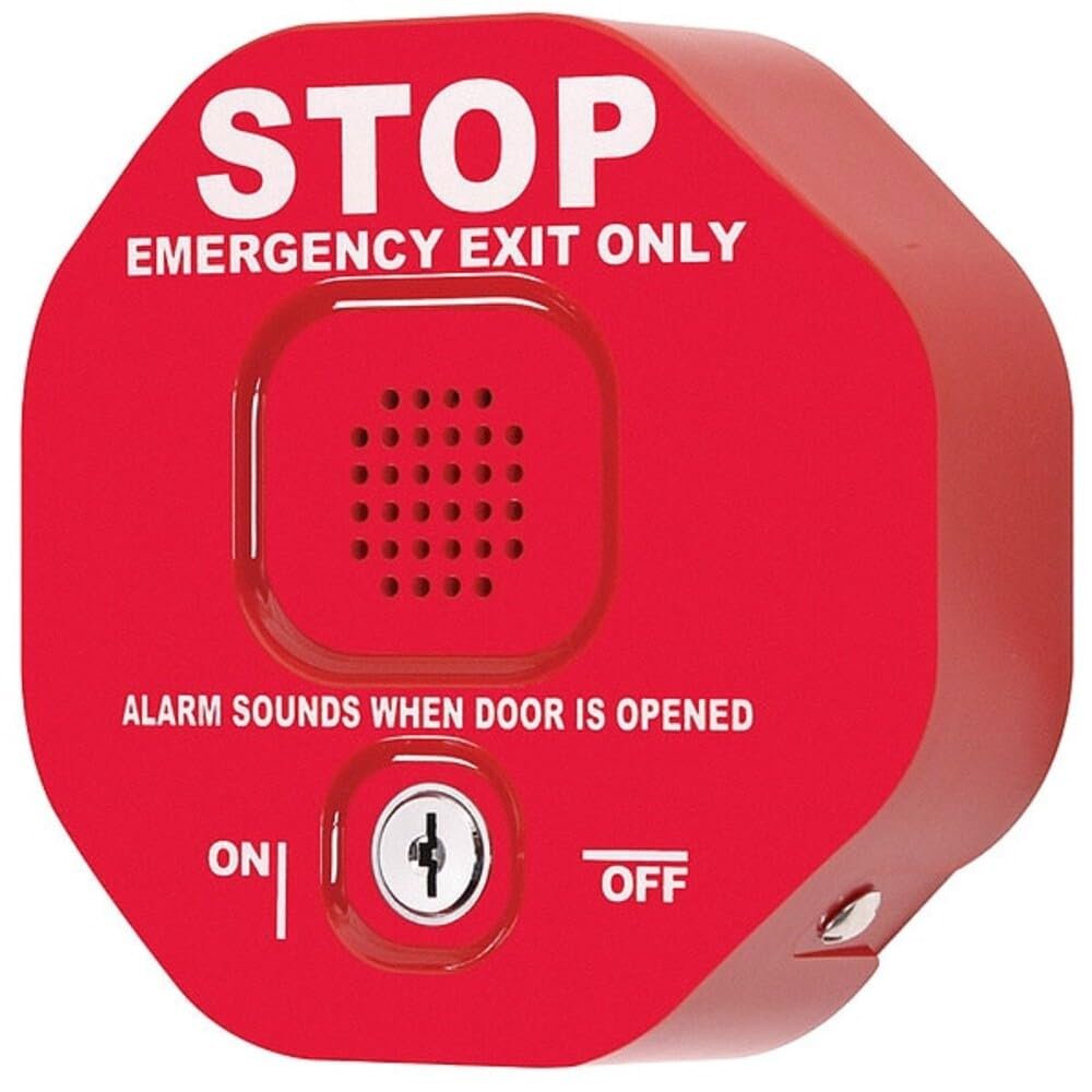 SAFETY TECHNOLOGY INTERNATIONAL Exit Door Alarm,Horn,105dB,Red