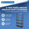 Gracious Living 5 Shelf Fixed Height Ventilated Medium Duty Storage Unit 14 x 32 x 72" Organizer System for Home, Garage, Basement, & Laundry, Black view 4