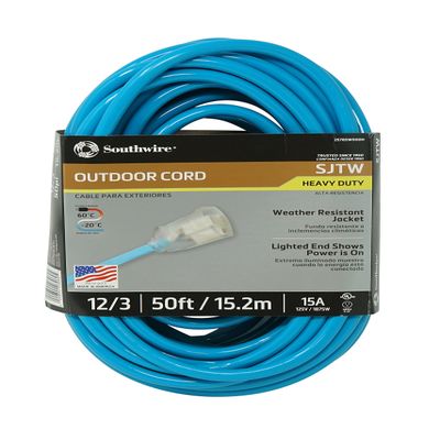 Southwire 2578SW000A 02578SW000H Ext Cord, 50-Foot, Blue
