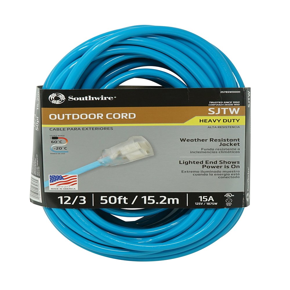 Southwire 2578SW000A 02578SW000H Ext Cord, 50-Foot, Blue